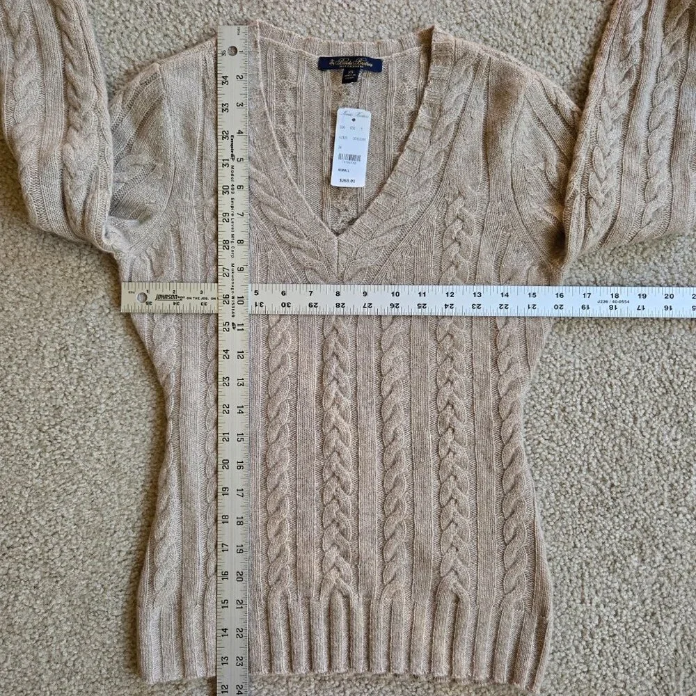 NWT Cashmere Cable Knit V-Neck Sweater Brooks Brothers XS - Picture 5 of 7